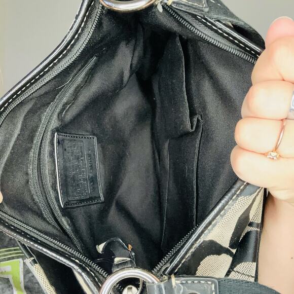 COACH Black Grey C Monogramed Shoulder Purse Crossbody Hand Bag - Picture 10 of 13